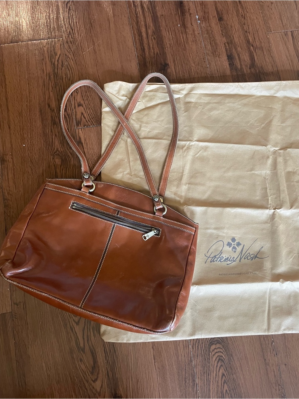 Patricia Nash Poppy Tote in Cognac Leather